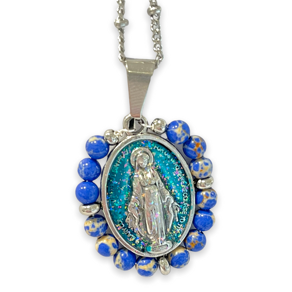 Virgen Milagrosa Esmalte Azul